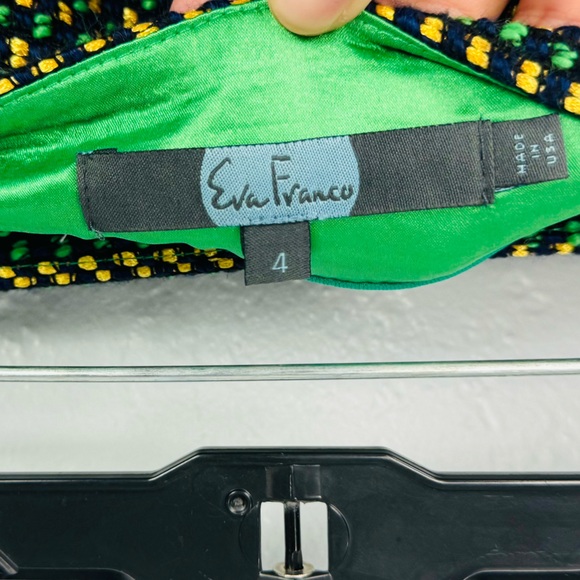 Eva Franco - Fern Dot Mini Tweed Gold Green Faux Wrap Asymmetrical Mini Skirt - Picture 6 of 10